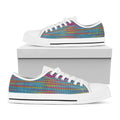Colorful Knitted Pattern Print White Low Top Sneakers