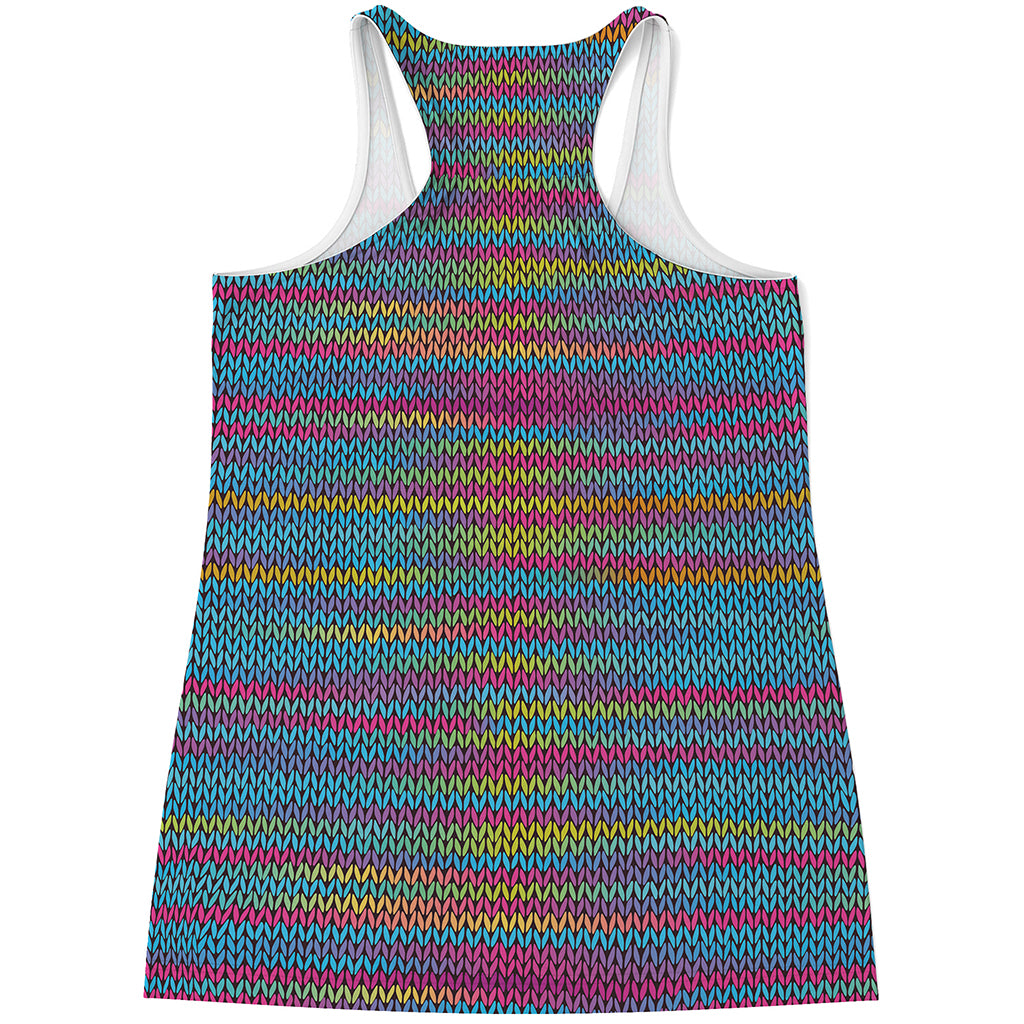Colorful Knitted Pattern Print Women's Racerback Tank Top