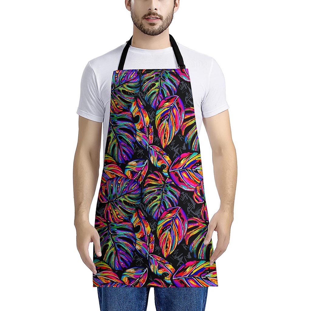 Colorful Leaf Tropical Pattern Print Apron