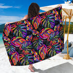 Colorful Leaf Tropical Pattern Print Beach Sarong Wrap
