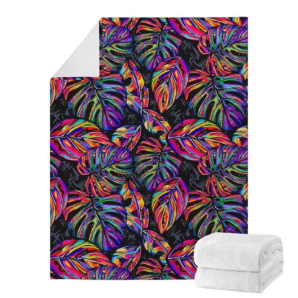 Colorful Leaf Tropical Pattern Print Blanket