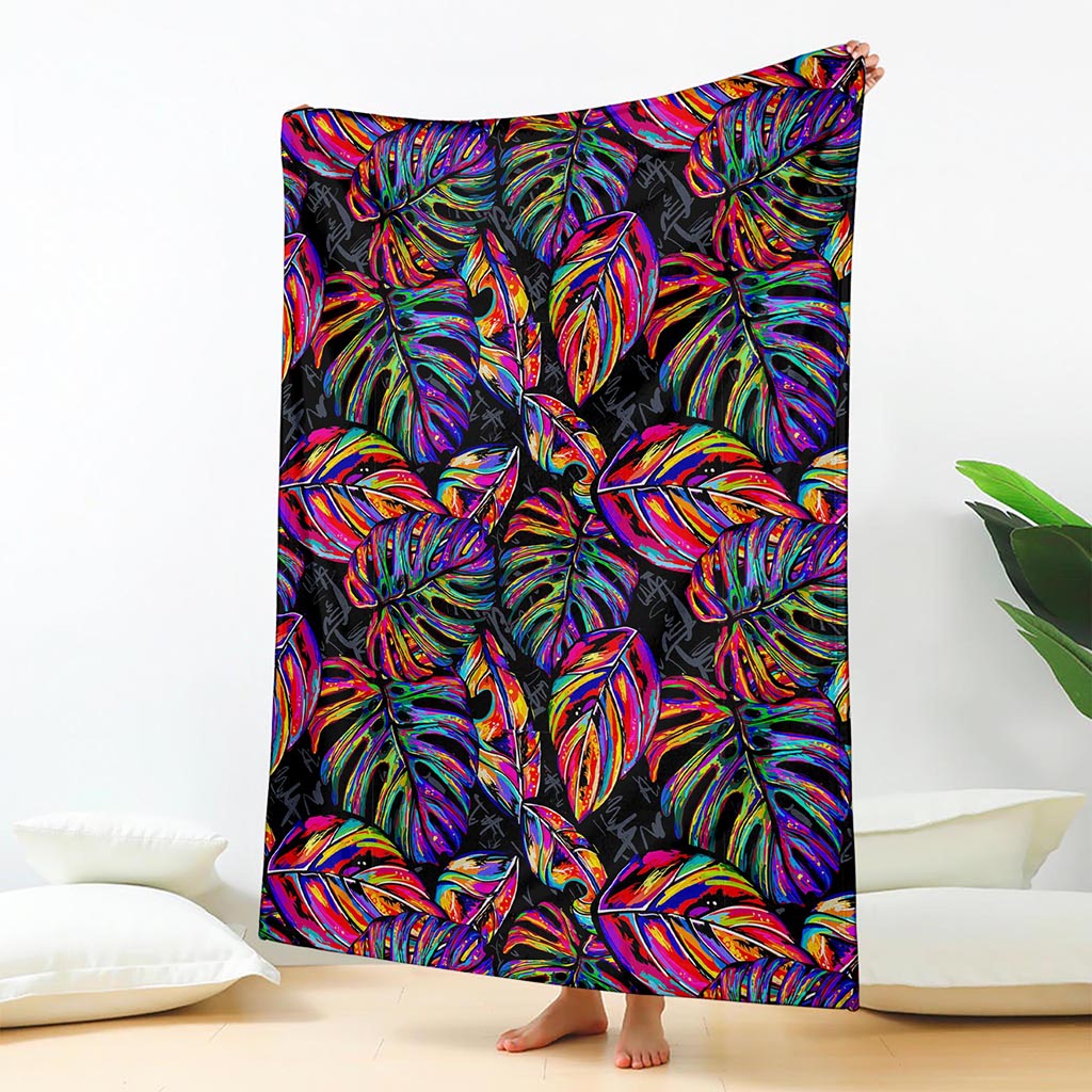 Colorful Leaf Tropical Pattern Print Blanket