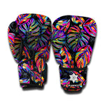 Colorful Leaf Tropical Pattern Print Boxing Gloves