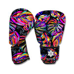 Colorful Leaf Tropical Pattern Print Boxing Gloves