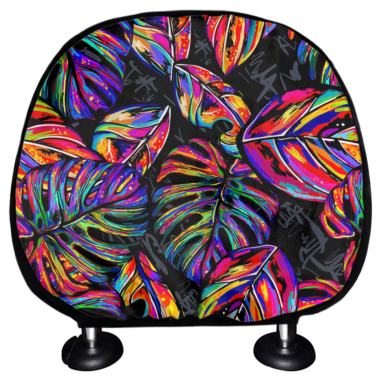 Colorful Leaf Tropical Pattern Print Car Headrest Covers