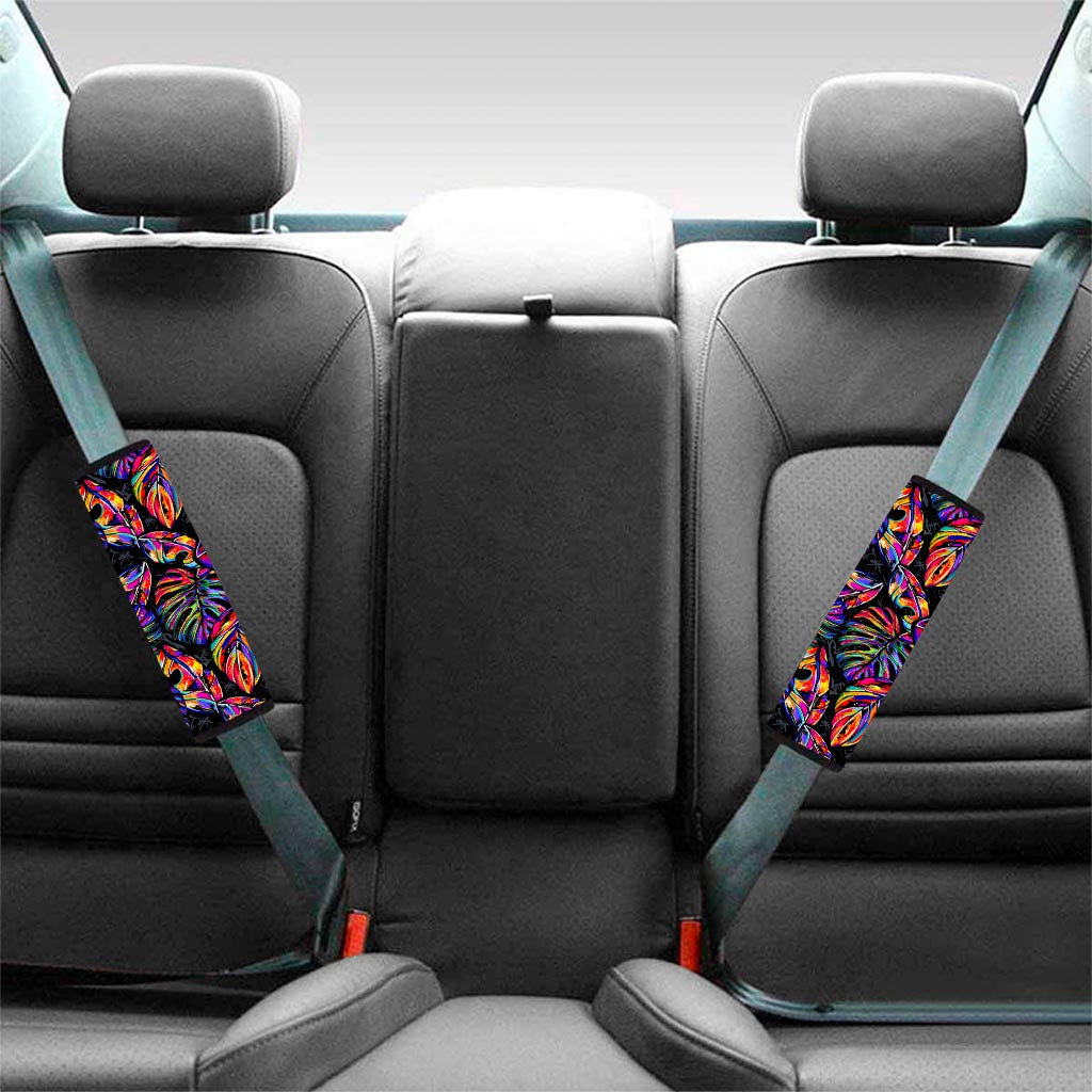 Colorful Leaf Tropical Pattern Print Car Seat Belt Covers