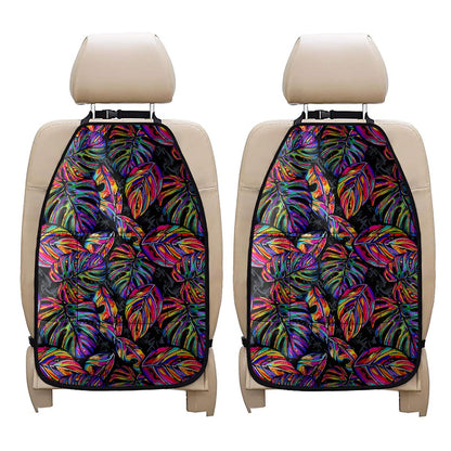 Colorful Leaf Tropical Pattern Print Car Seat Organizers
