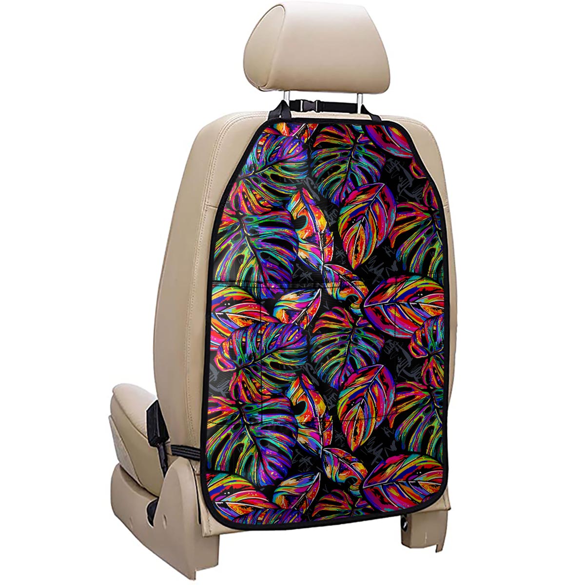 Colorful Leaf Tropical Pattern Print Car Seat Organizers