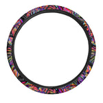 Colorful Leaf Tropical Pattern Print Car Steering Wheel Cover