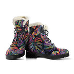 Colorful Leaf Tropical Pattern Print Comfy Boots GearFrost