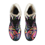 Colorful Leaf Tropical Pattern Print Comfy Boots GearFrost