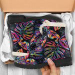 Colorful Leaf Tropical Pattern Print Comfy Boots GearFrost