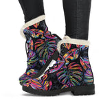 Colorful Leaf Tropical Pattern Print Comfy Boots GearFrost