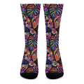 Colorful Leaf Tropical Pattern Print Crew Socks
