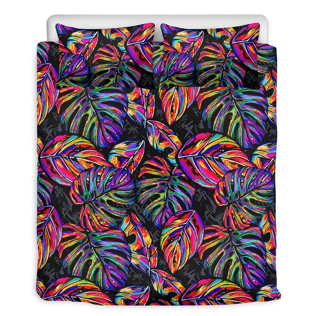 Colorful Leaf Tropical Pattern Print Duvet Cover Bedding Set
