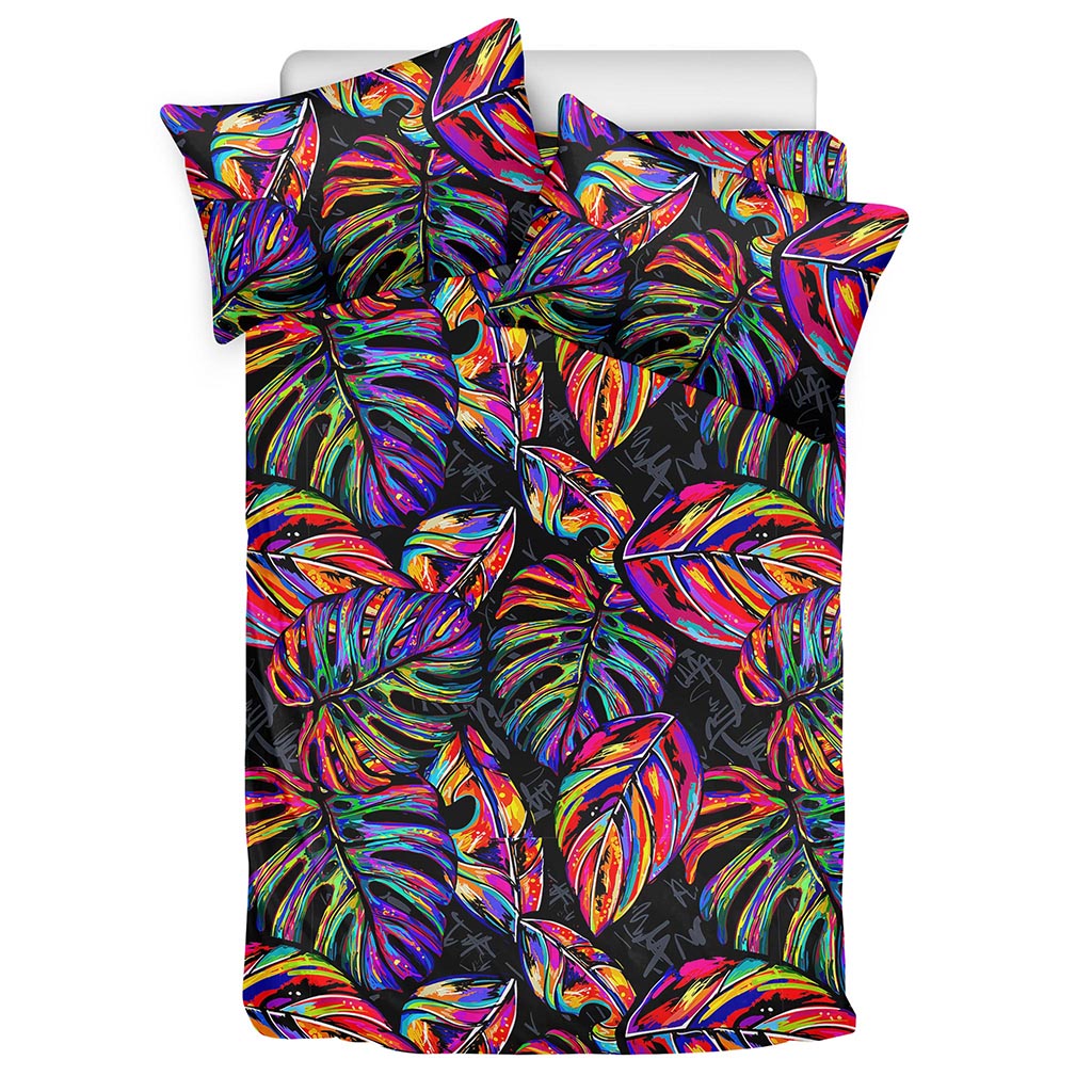 Colorful Leaf Tropical Pattern Print Duvet Cover Bedding Set