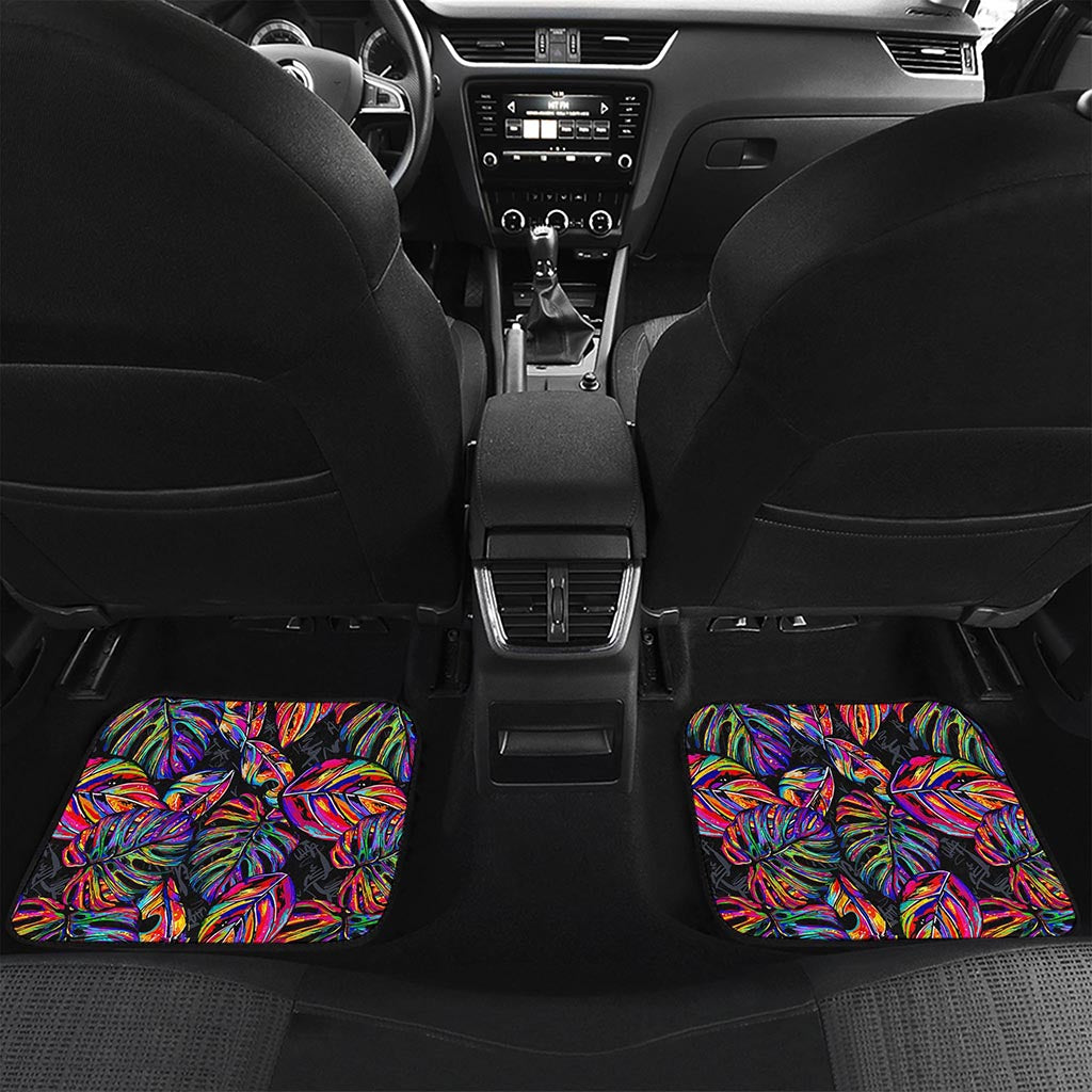 Colorful Leaf Tropical Pattern Print Front and Back Car Floor Mats