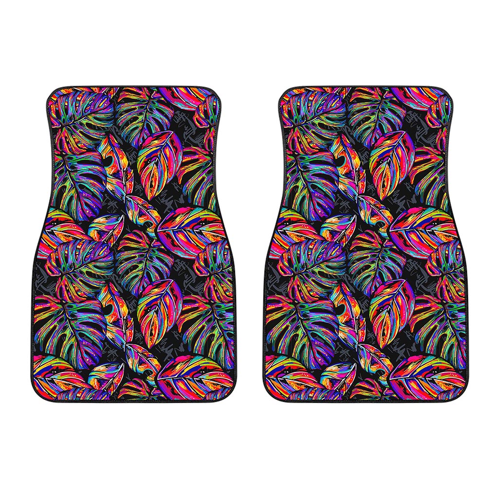 Colorful Leaf Tropical Pattern Print Front Car Floor Mats