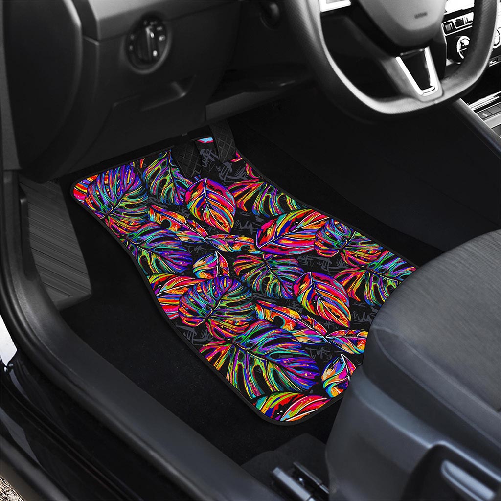 Colorful Leaf Tropical Pattern Print Front Car Floor Mats