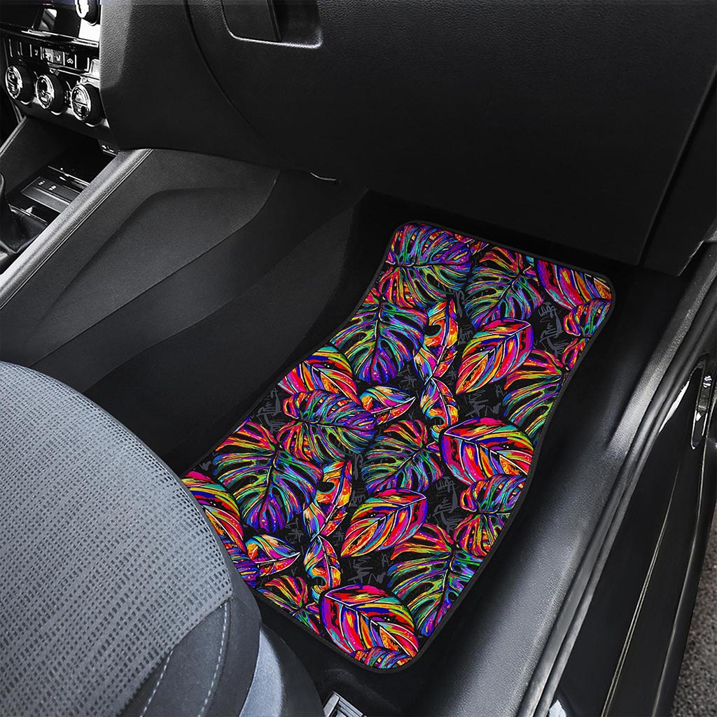 Colorful Leaf Tropical Pattern Print Front Car Floor Mats