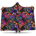 Colorful Leaf Tropical Pattern Print Hooded Blanket