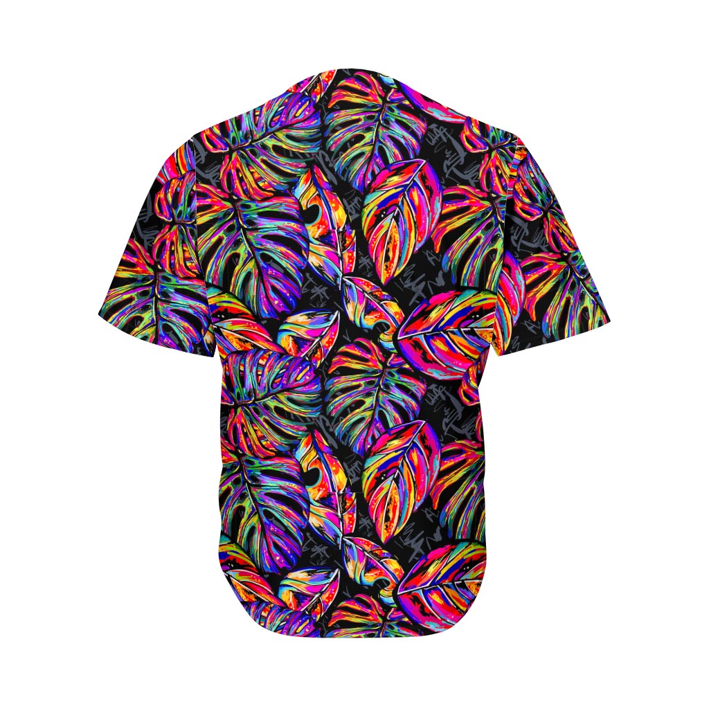 Colorful Leaf Tropical Pattern Print Men's Baseball Jersey