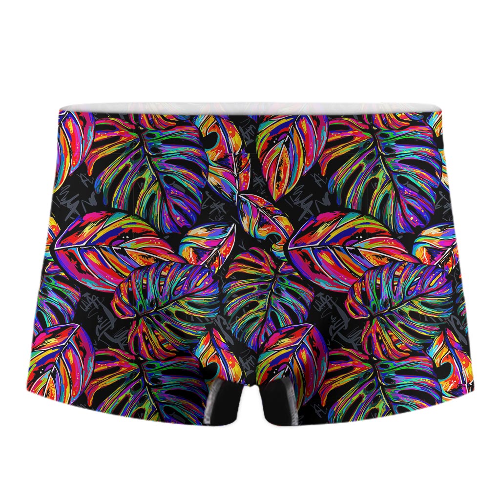Colorful Leaf Tropical Pattern Print Men's Boxer Briefs