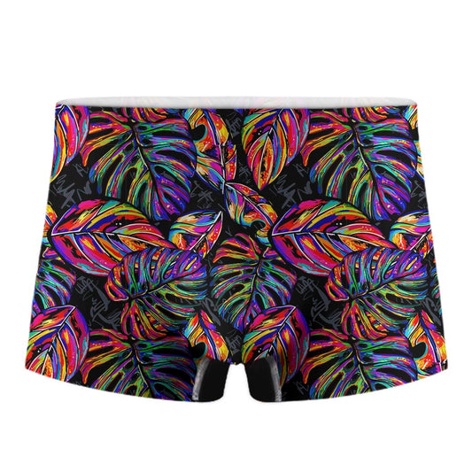 Colorful Leaf Tropical Pattern Print Men's Boxer Briefs