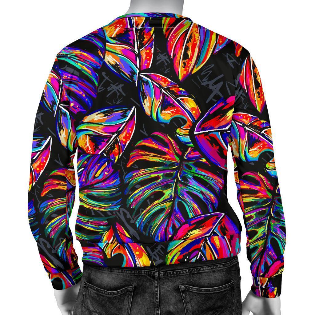 Colorful Leaf Tropical Pattern Print Men's Crewneck Sweatshirt GearFrost