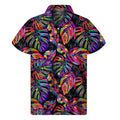 Colorful Leaf Tropical Pattern Print Men's Short Sleeve Shirt
