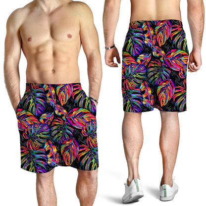 Colorful Leaf Tropical Pattern Print Men's Shorts