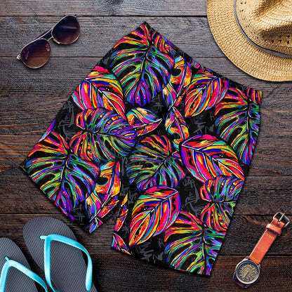 Colorful Leaf Tropical Pattern Print Men's Shorts