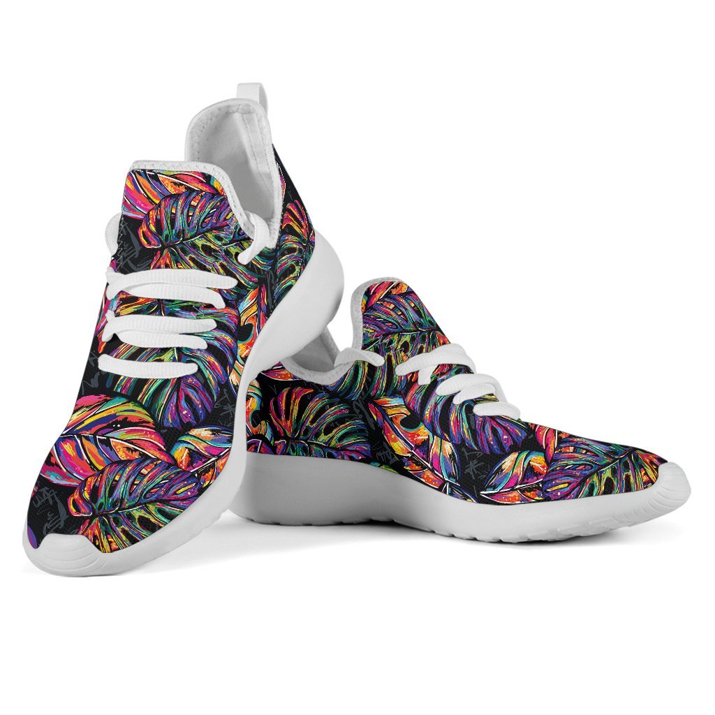 Colorful Leaf Tropical Pattern Print Mesh Knit Shoes GearFrost