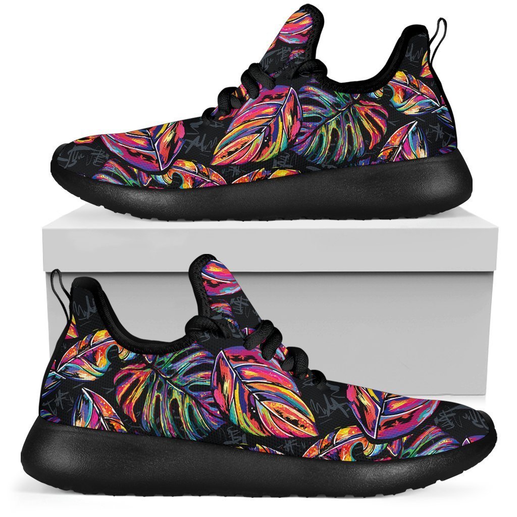 Colorful Leaf Tropical Pattern Print Mesh Knit Shoes GearFrost