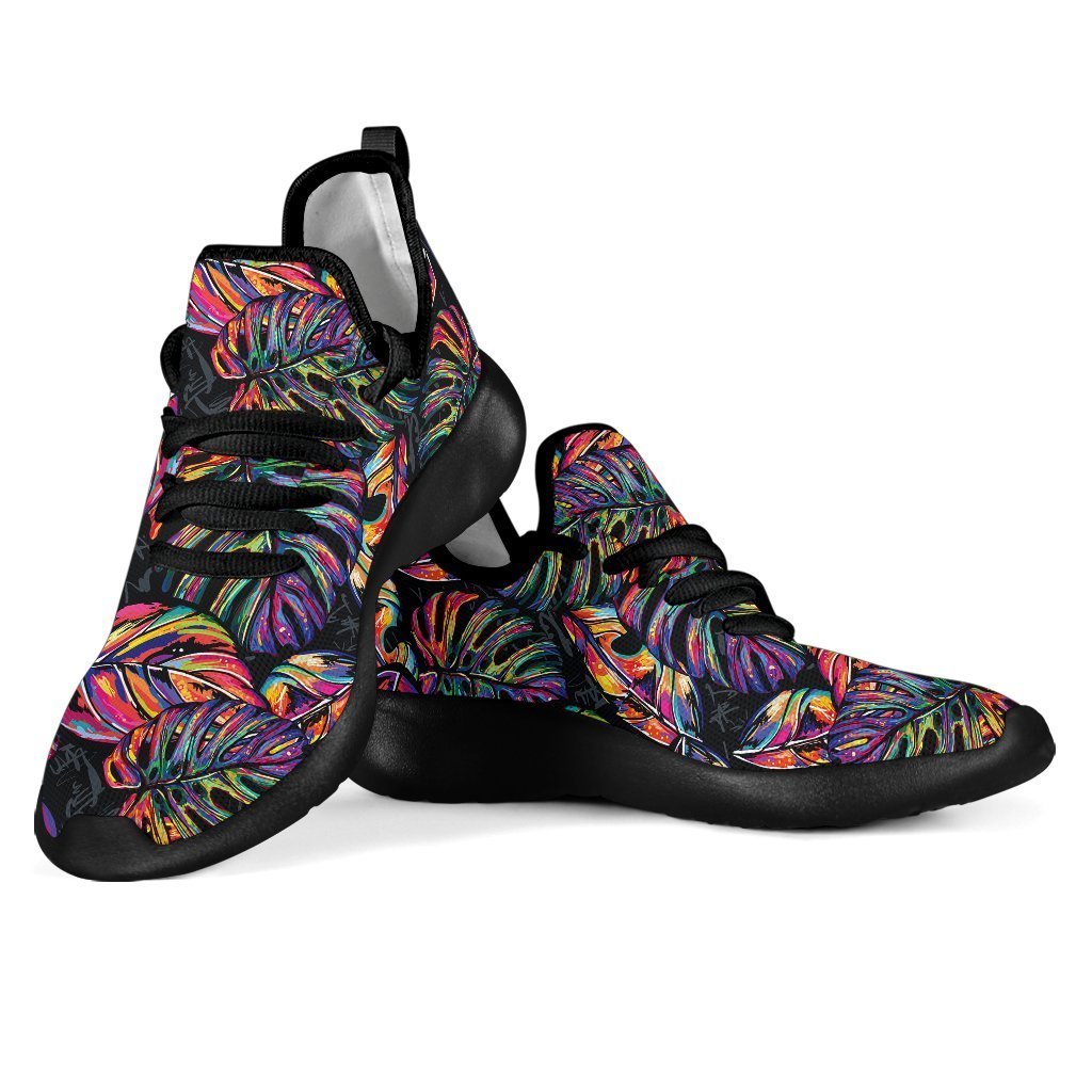 Colorful Leaf Tropical Pattern Print Mesh Knit Shoes GearFrost