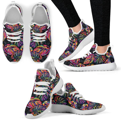 Colorful Leaf Tropical Pattern Print Mesh Knit Shoes GearFrost
