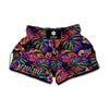 Colorful Leaf Tropical Pattern Print Muay Thai Boxing Shorts