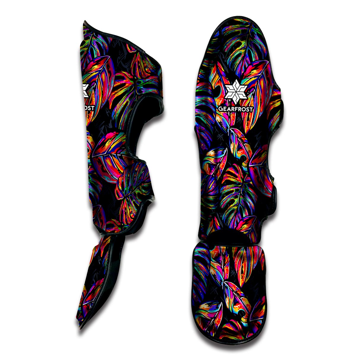 Colorful Leaf Tropical Pattern Print Muay Thai Shin Guard