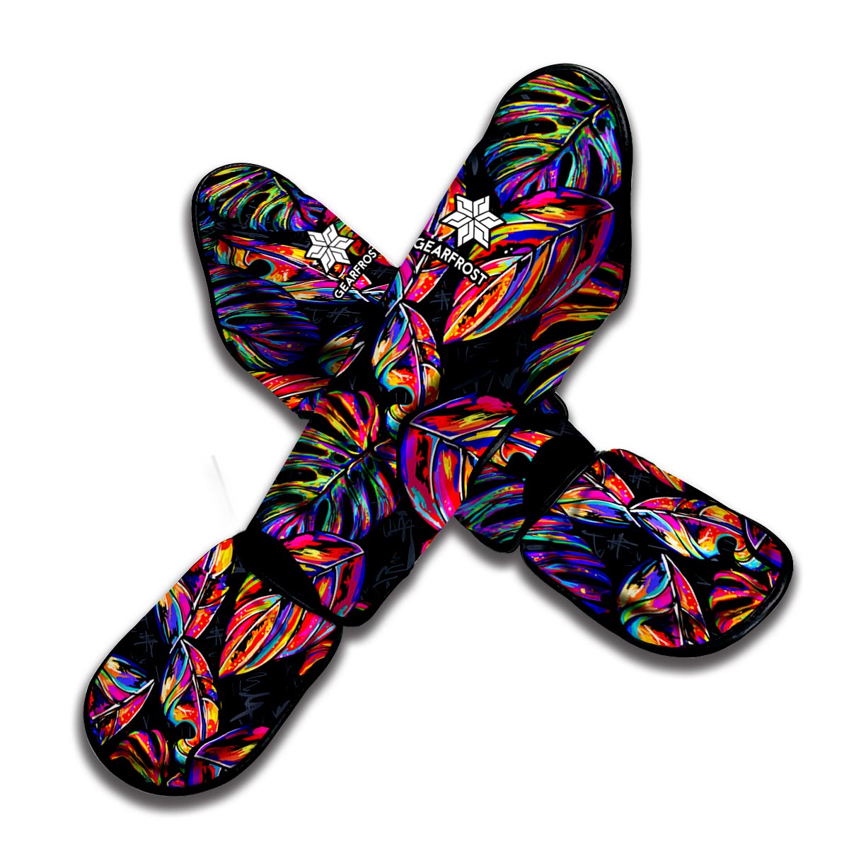 Colorful Leaf Tropical Pattern Print Muay Thai Shin Guard