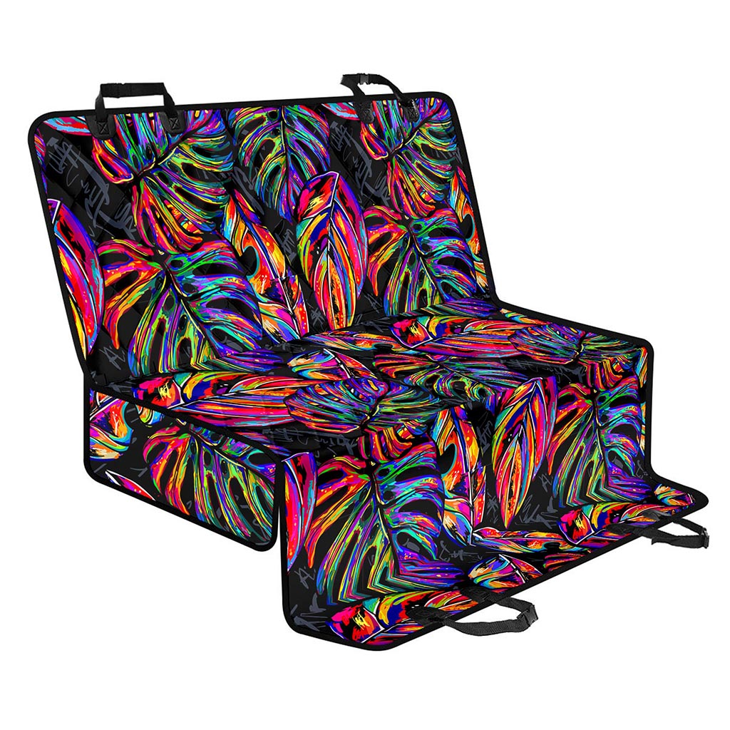 Colorful Leaf Tropical Pattern Print Pet Car Back Seat Cover