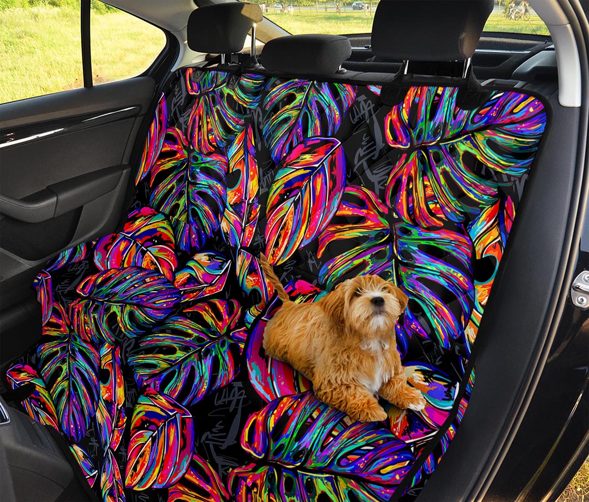 Colorful Leaf Tropical Pattern Print Pet Car Back Seat Cover