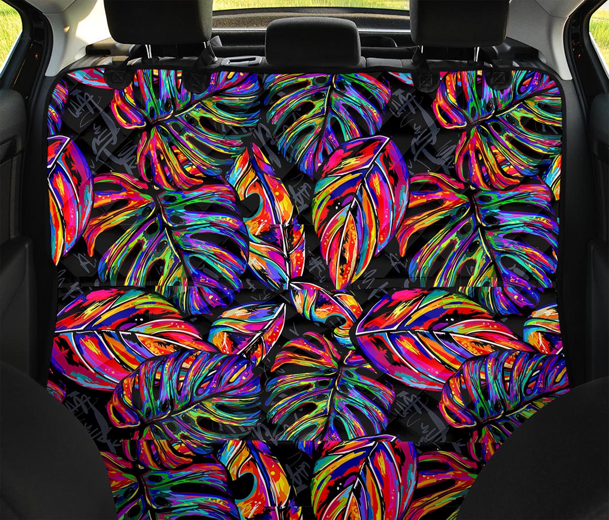 Colorful Leaf Tropical Pattern Print Pet Car Back Seat Cover
