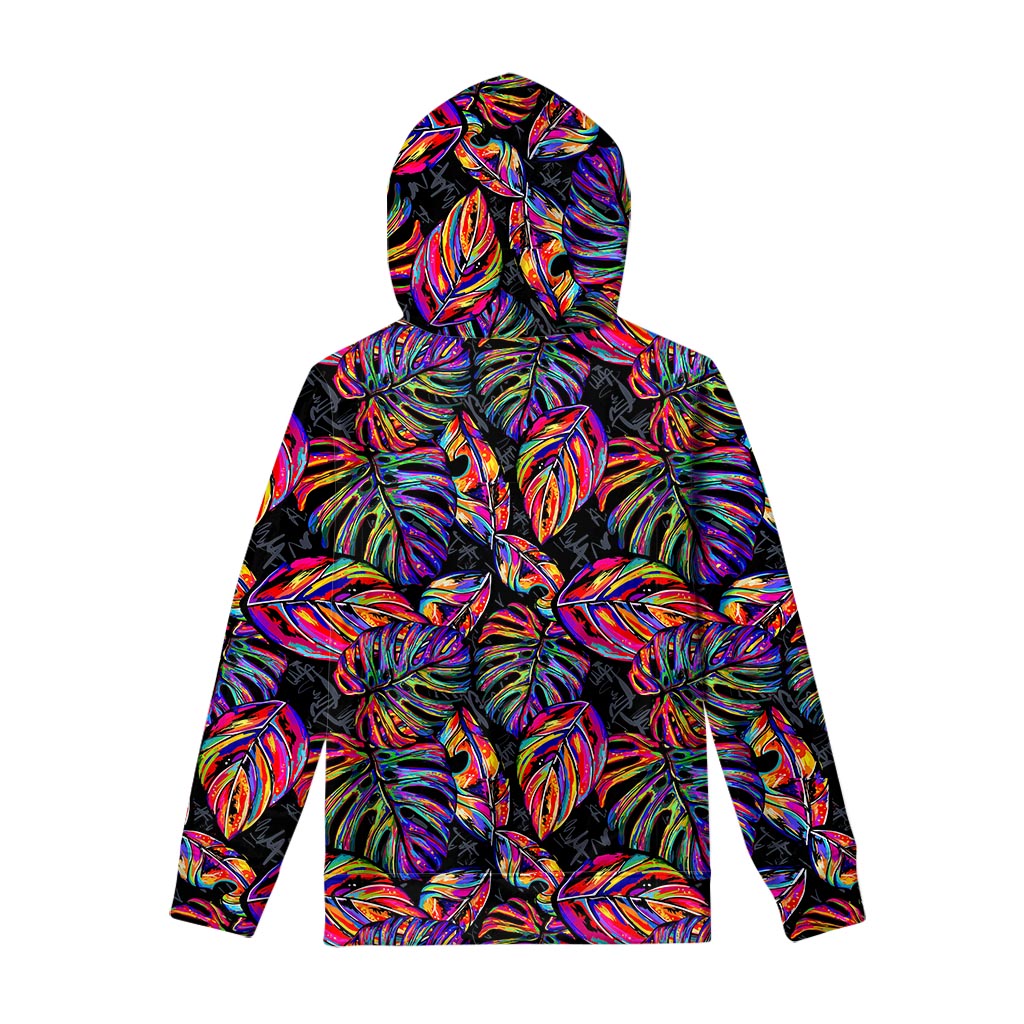 Colorful Leaf Tropical Pattern Print Pullover Hoodie