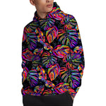 Colorful Leaf Tropical Pattern Print Pullover Hoodie