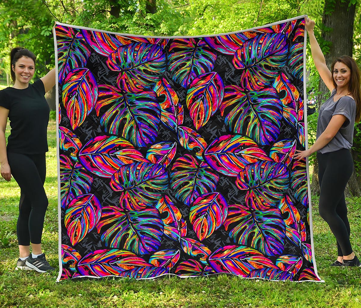 Colorful Leaf Tropical Pattern Print Quilt