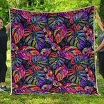 Colorful Leaf Tropical Pattern Print Quilt