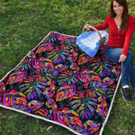 Colorful Leaf Tropical Pattern Print Quilt