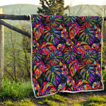Colorful Leaf Tropical Pattern Print Quilt