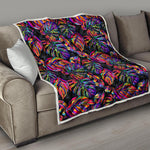 Colorful Leaf Tropical Pattern Print Quilt