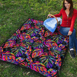 Colorful Leaf Tropical Pattern Print Quilt